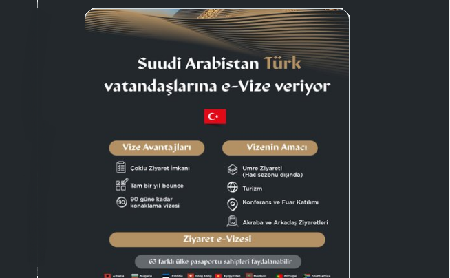 Arabistan Türk vatandaşlarına e-vize vermeye başladı