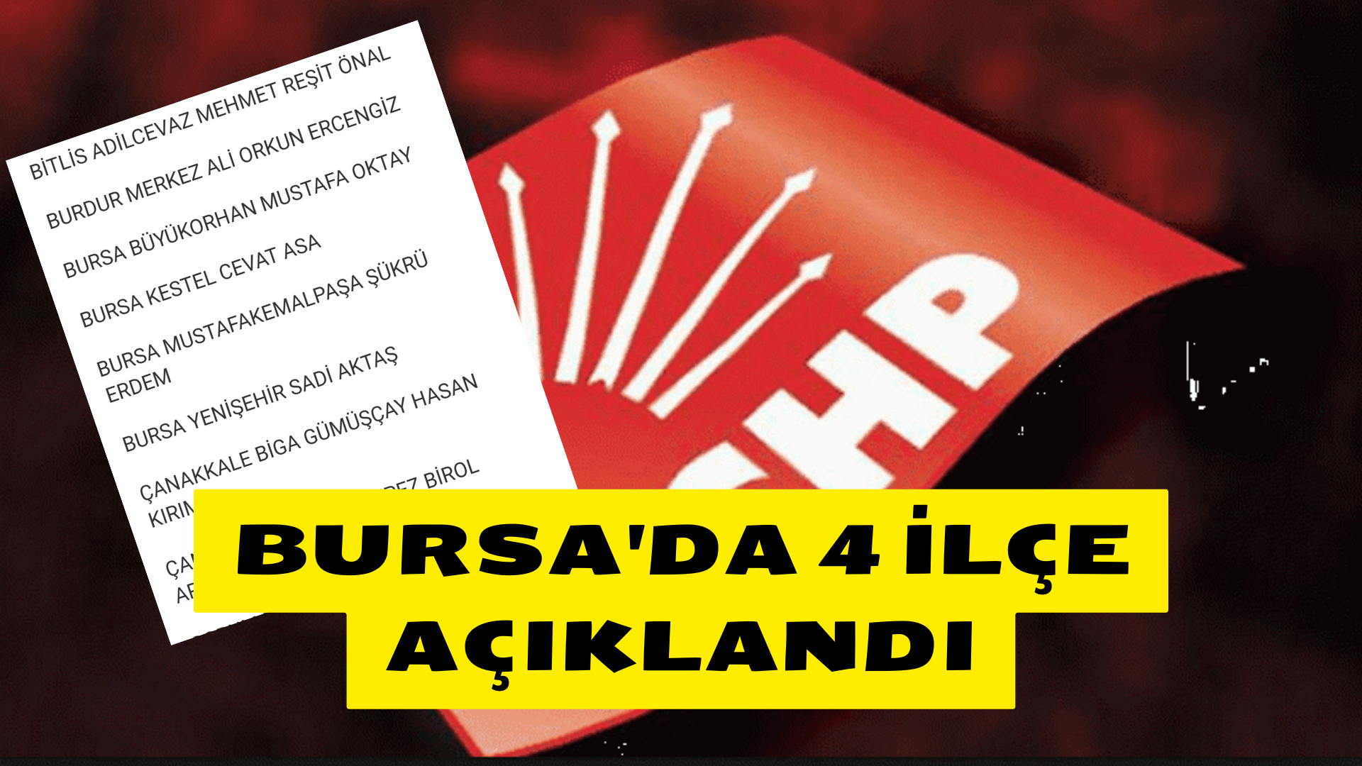 CHP Bursada 4 ilçe Belediye Başkan Adayını Açıkladı