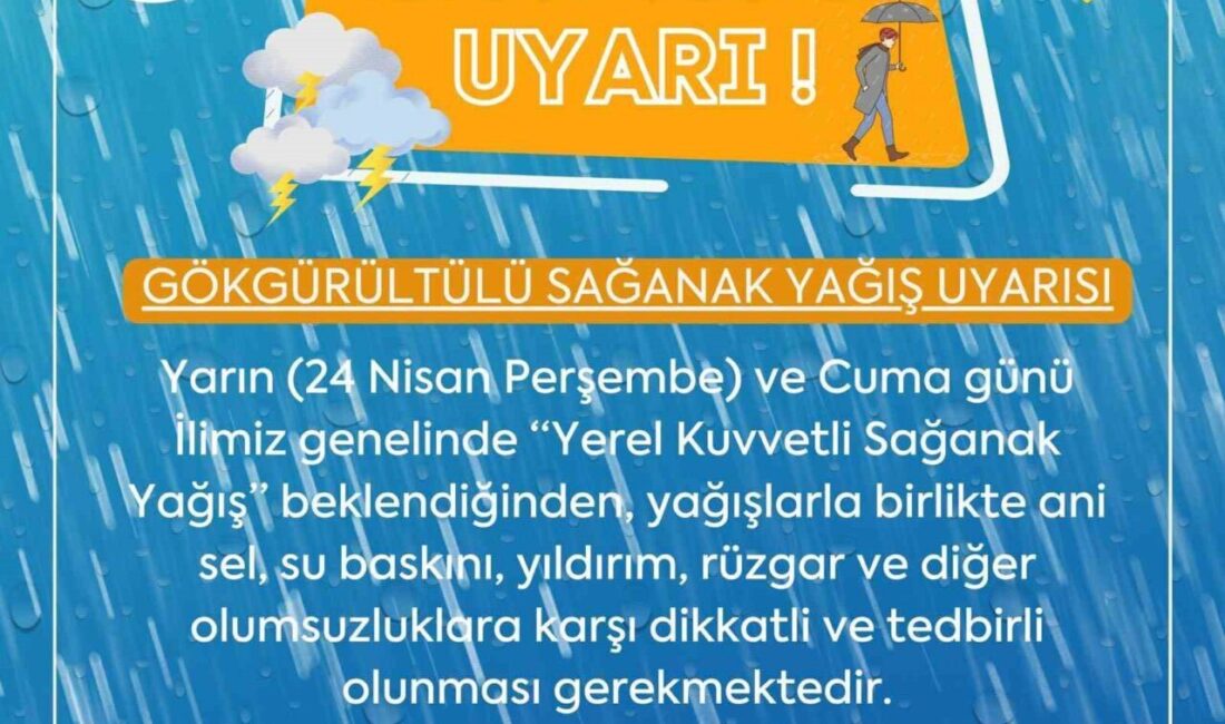 Amasya için kuvvetli yağış uyarısı Amasya Valiliği, yerel kuvvetli yağışlara bağlı olarak sel, su baskını