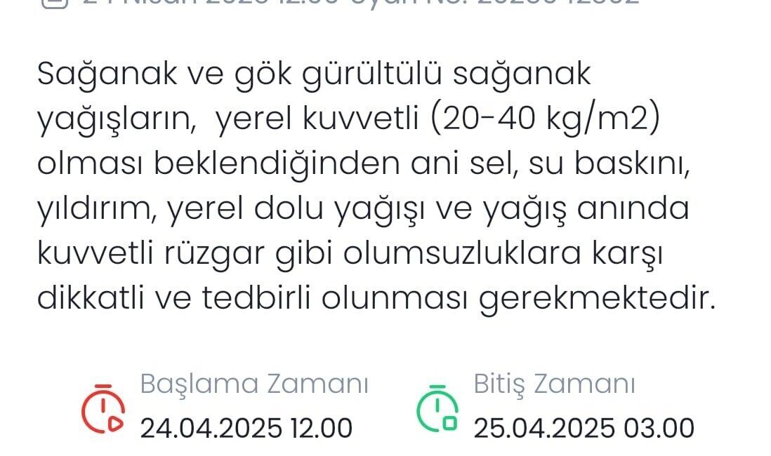 Denizli için sağanak yağış uyarısı Meteoroloji Genel Müdürlüğü tarafından yapılan son açıklamada, Denizli’de Perşembe günü
