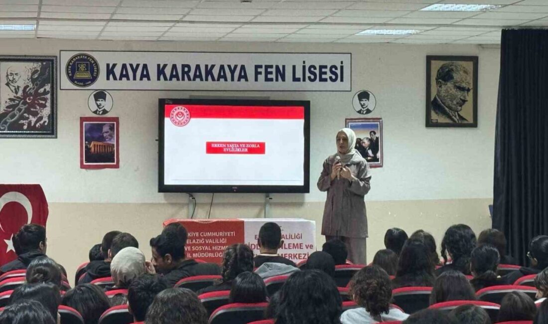 Elazığ’da öğrencilere, kadına yönelik şiddetle mücadele eğitimi Elazığ Aile ve Sosyal Hizmetler İl Müdürlüğü tarafından öğrencilere, kadına
