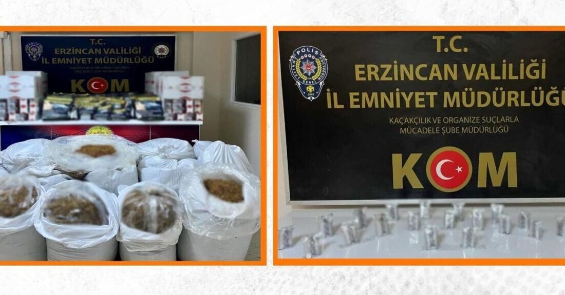 Erzincan’da makaron ve kaçak tütün ele geçirildi Erzincan’da Kaçakçılık ve Organize Suçlarla Mücadele Şube Müdürlüğü ekiplerince yapılan