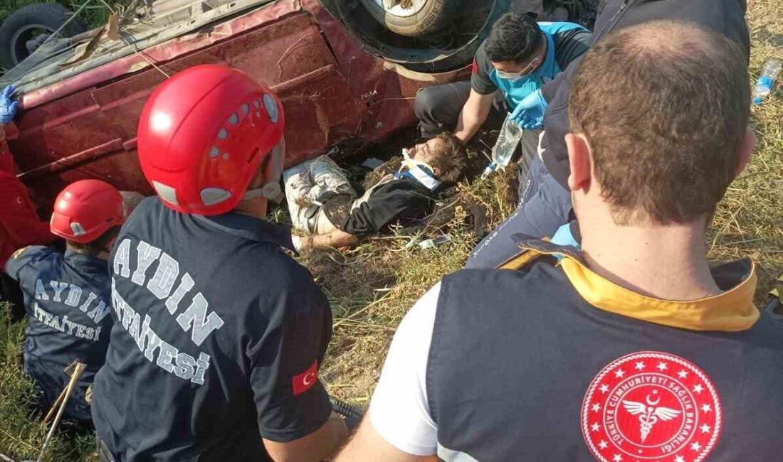 Takla atıp su tahliye kanalına uçtu Aydın’ın Sultanhisar ilçesinde kontrolden çıkan otomobilin takla atarak su tahliye