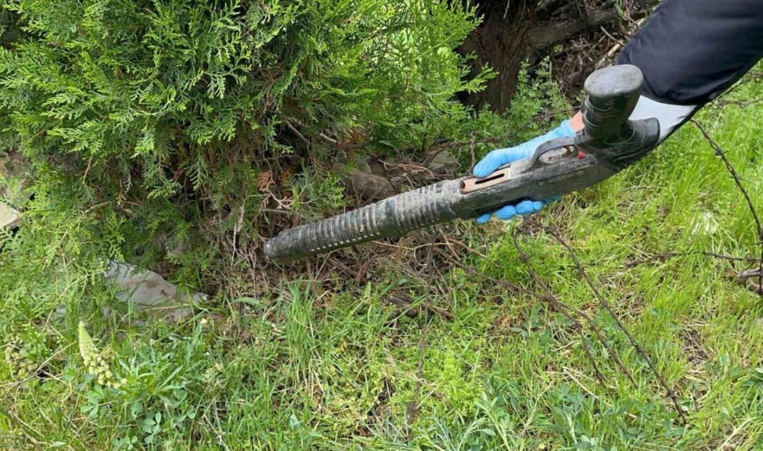 Çalılar budanınca ortaya çıkan pompalı tüfeği polis muhafaza altına aldı Eskişehir’de çalıların arasına gizlenmiş pompalı tüfek, yapılan budama işlemi ile