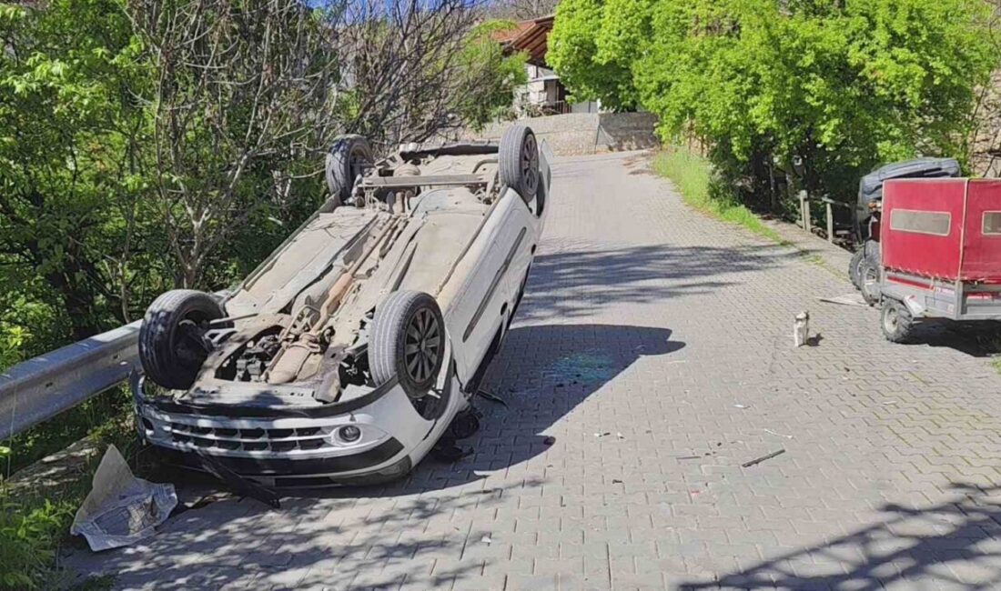Ters dönen otomobilden yara almadan kurtuldu Karabük’ün Safranbolu ilçesinde meydana gelen trafik kazasında bir otomobil ters