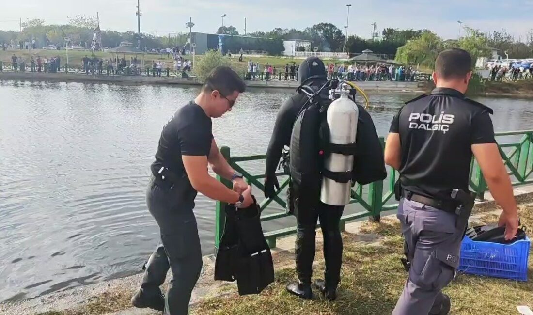 Tekirdağ’ın Kapaklı ilçesinde Kazak Gölü mesire alanında oyun oynarken göle