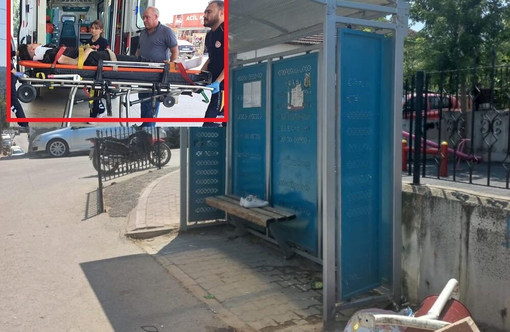 İnegöl ilçesinde kontrolden çıkan motosiklet dolmuş durağına çarptı. Kazada 17