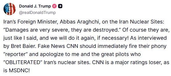 ABD Başkanı Donald Trump, İran’ın nükleer tesislerinin ABD saldırılarıyla ’yok