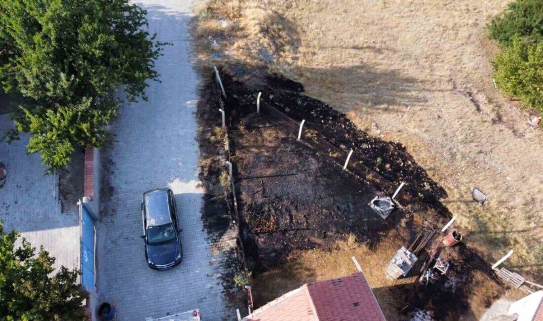 Çorum’un Alaca ilçesine bağlı boş bir arsada çıkan yangın, itfaiyenin