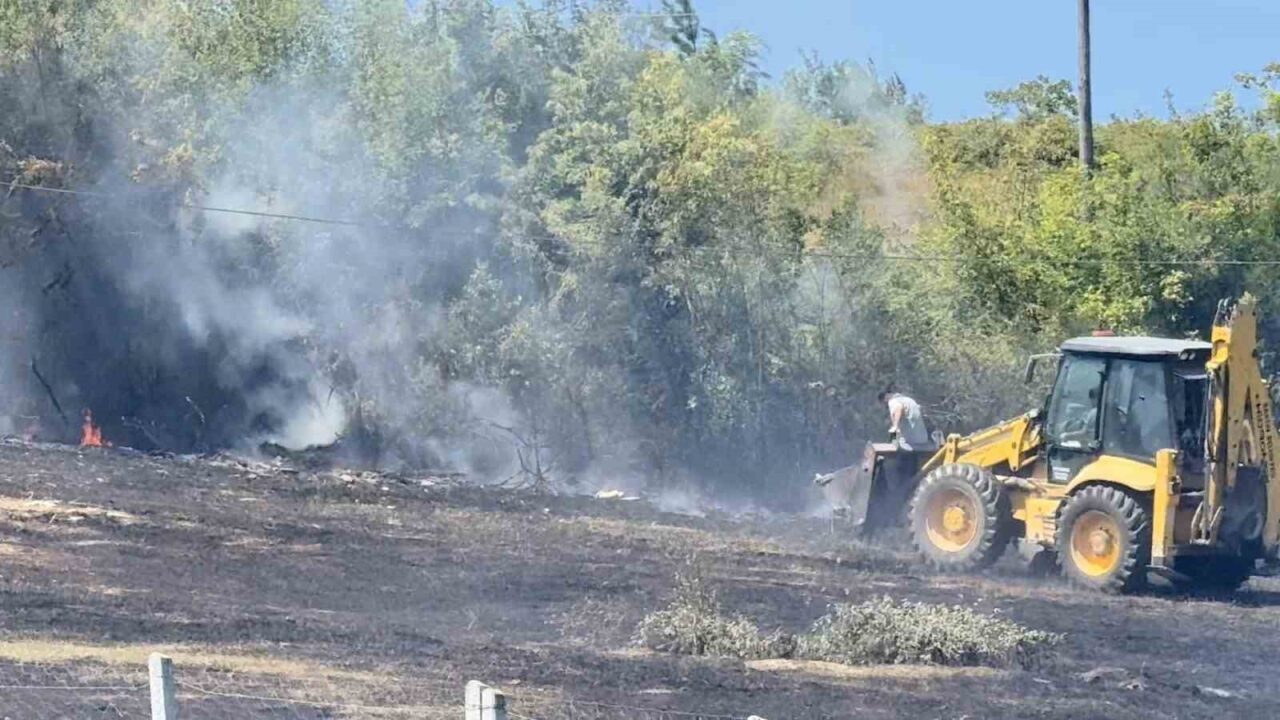 Bartın Aladağ Mahallesi’nde yakılan anızdan sıçrayan alevler otluk alana sıçradı.