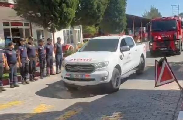 Aydın Büyükşehir Belediyesi İtfaiyesi, Uşak’ta başlayan yangına müdahale için yola