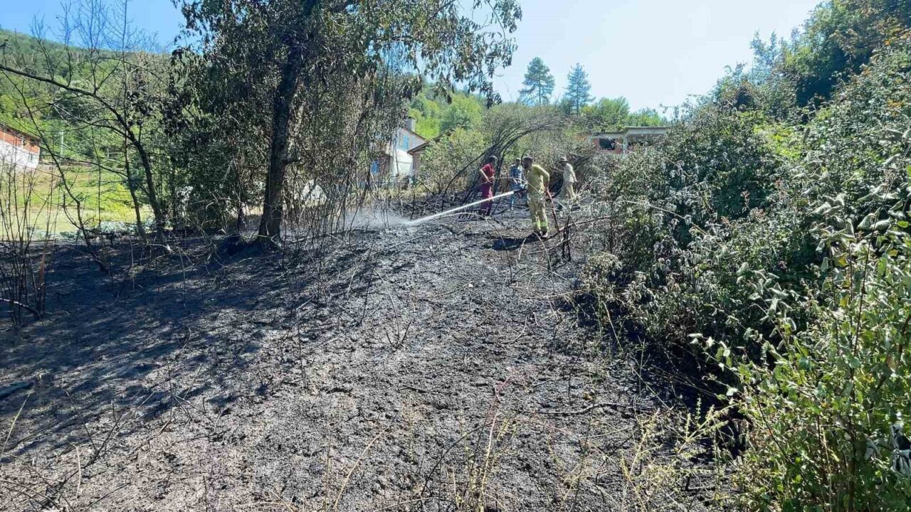 Bartın’da bahçeye atılan kırık soda şişesi nedenyle yangın çıktı. Yangın,