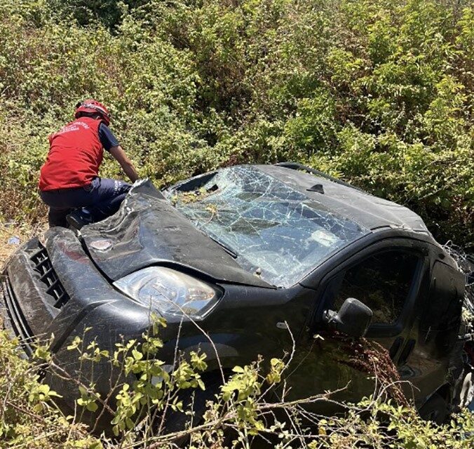Balıkesir’in Susurluk ilçesinde otomobil ile motosikletin çarpışması sonucu meydana gelen