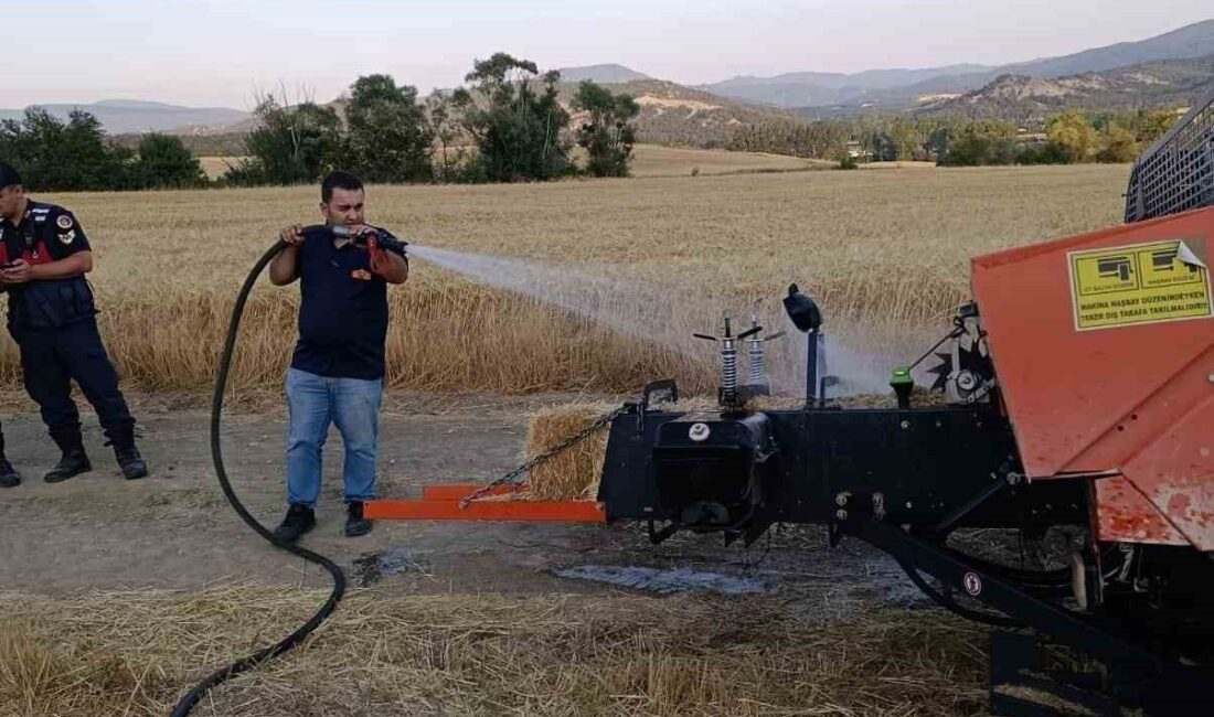Bolu’da tarlada balya makinesinin çıkarttığı kıvılcım sebebiyle anızlar tutuştu. Balya