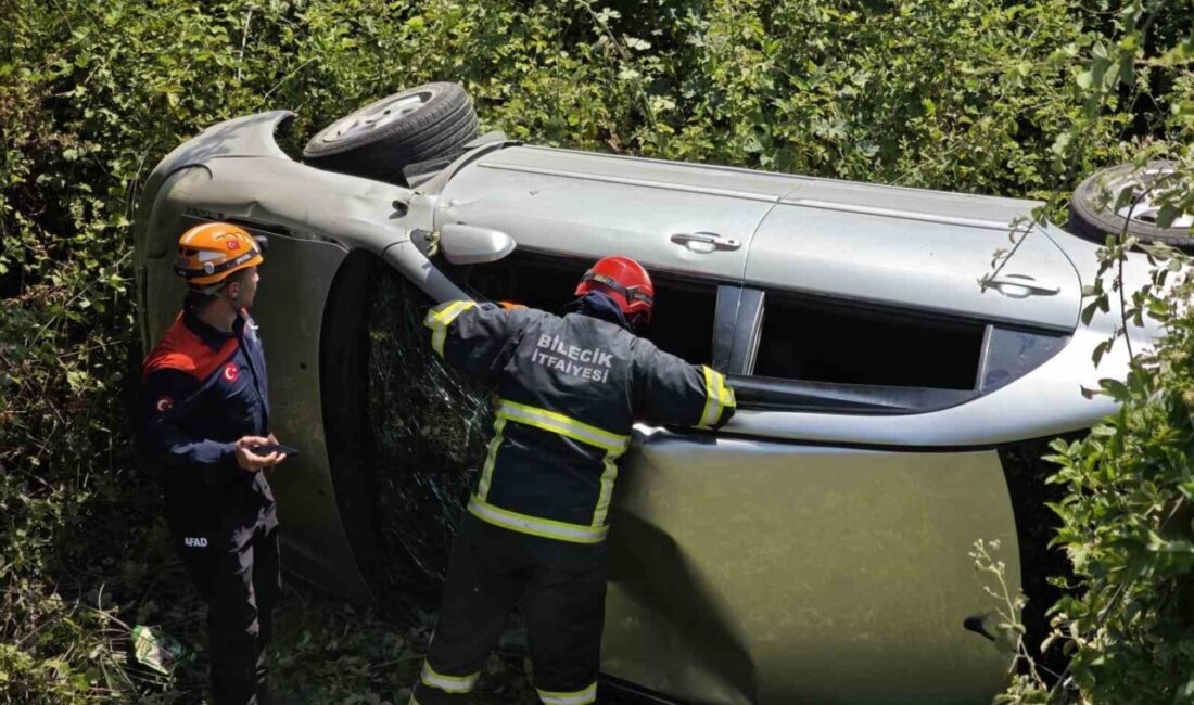 Bilecik’te seyir halinde kontrolden çıkan otomobilin dere yatağına yuvarlanması sonucu