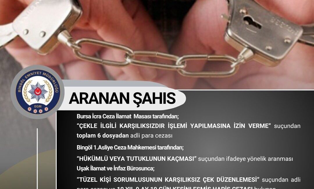 Bingöl’de polis ekipleri tarafından yapılan çalışmada 10 yıl 9 ay