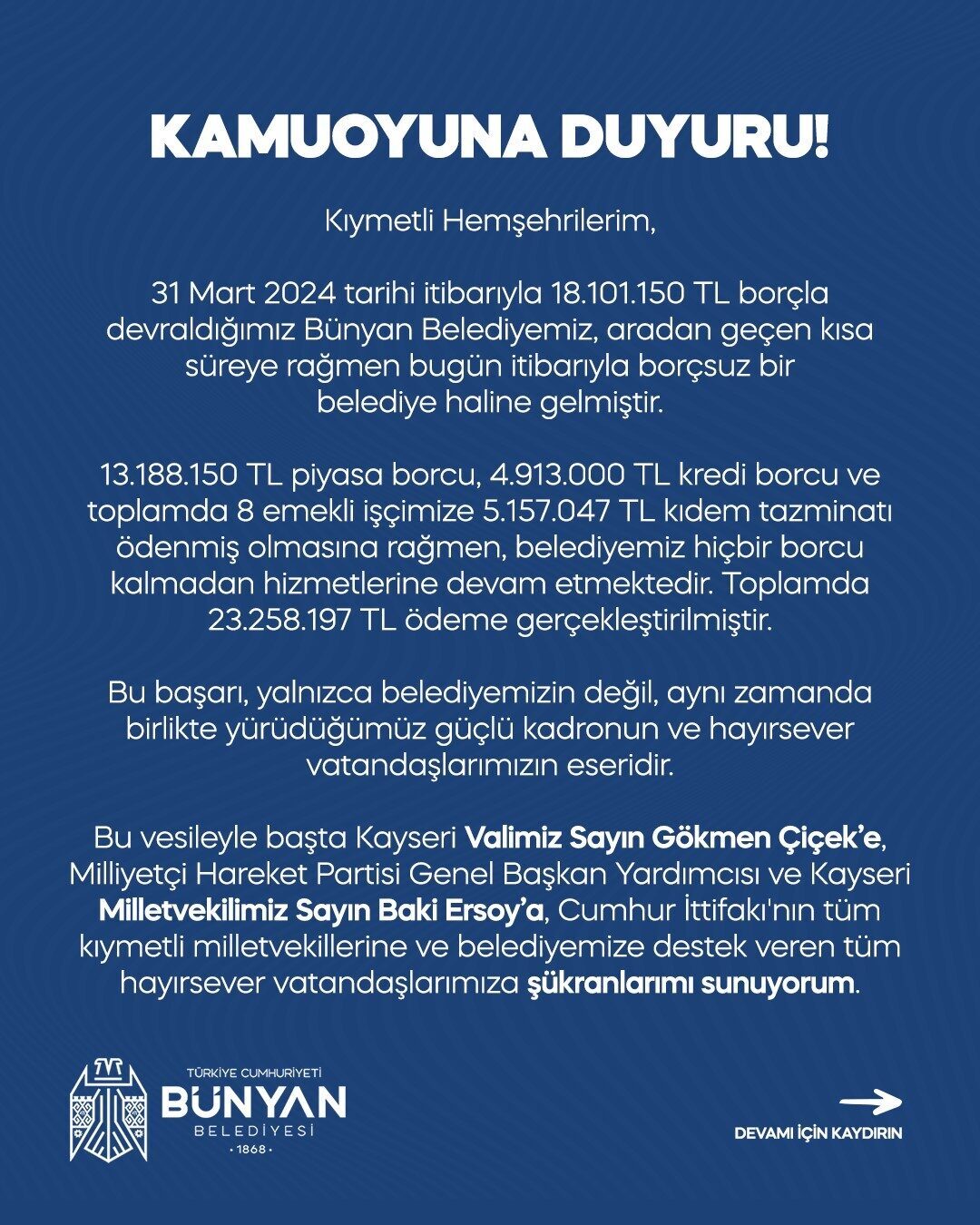 31 Mart 2024 yerel seçimleri sonrası 18 milyon 101 bin