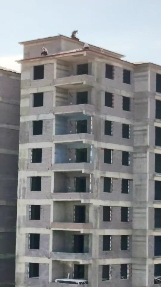Elazığ’da herhangi bir önlem almadan inşaat halindeki binanın çatısında çalışan