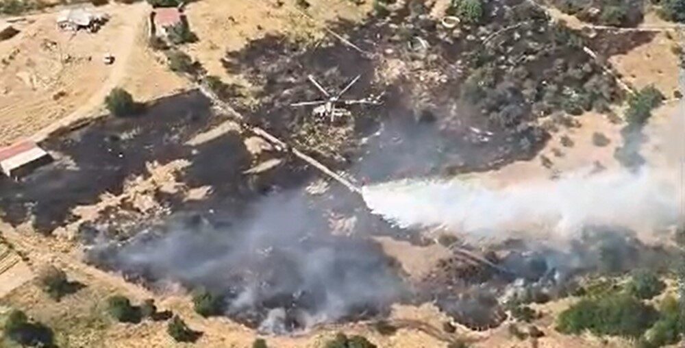 Aydın’ın Çine ilçesinde ziraat ve ormanlık alanlarda meydana gelen yangında