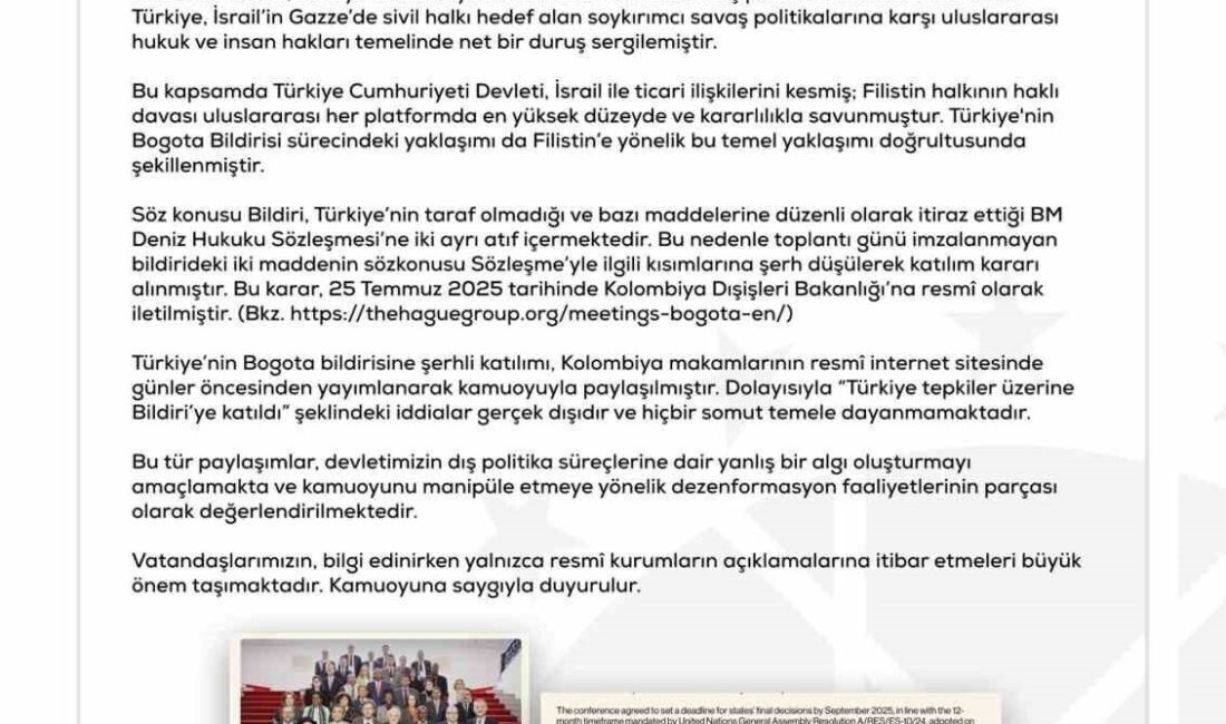Dezenformasyonla Mücadele Merkezi, ’Türkiye’nin Bogota Bildirisi’ne tepkiler üzerine katıldığı’ iddialarının