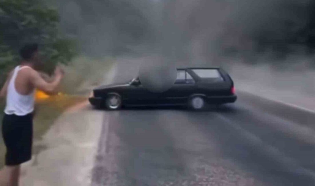 Giresun’un Yağlıdere ilçesinde el freniyle drift yaparak trafik güvenliğini tehlikeye