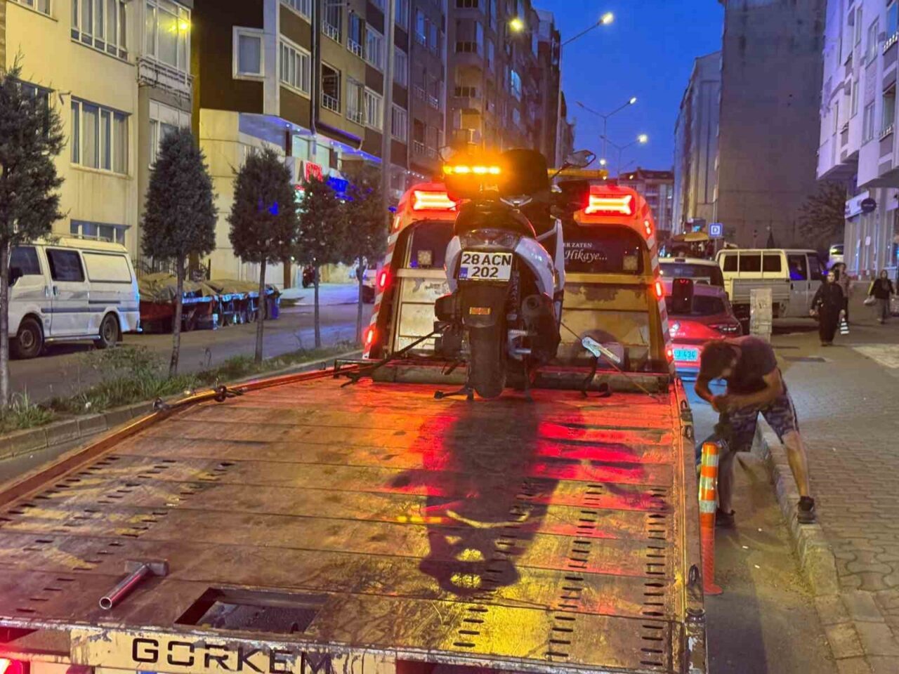Giresun’da dur ihtarına uymayan motosiklet sürücüsü, aracını bırakarak yaya olarak