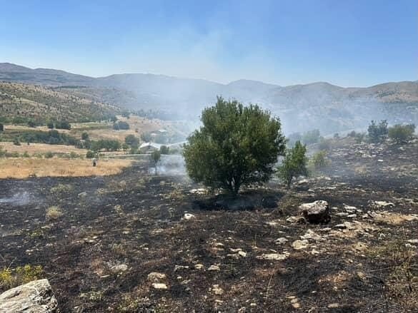 Elazığ’da otluk alanda çıkan yangın ekiplerin müdahalesi ile kontrol altına