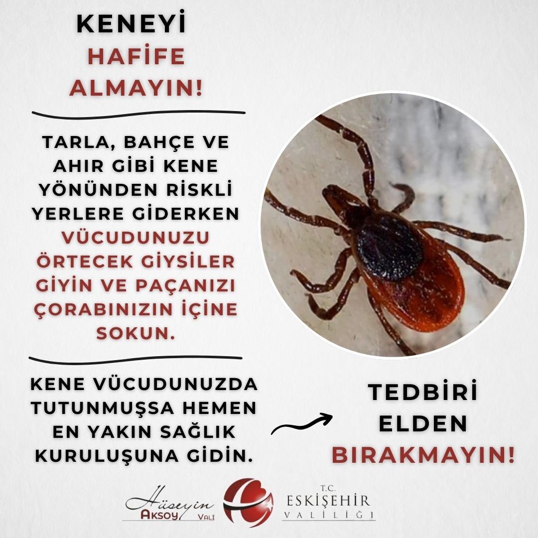 Eskişehir Valiliği, kene konusunda tedbirin elden bırakılmaması gerektiğiyle ilgili vatandaşları