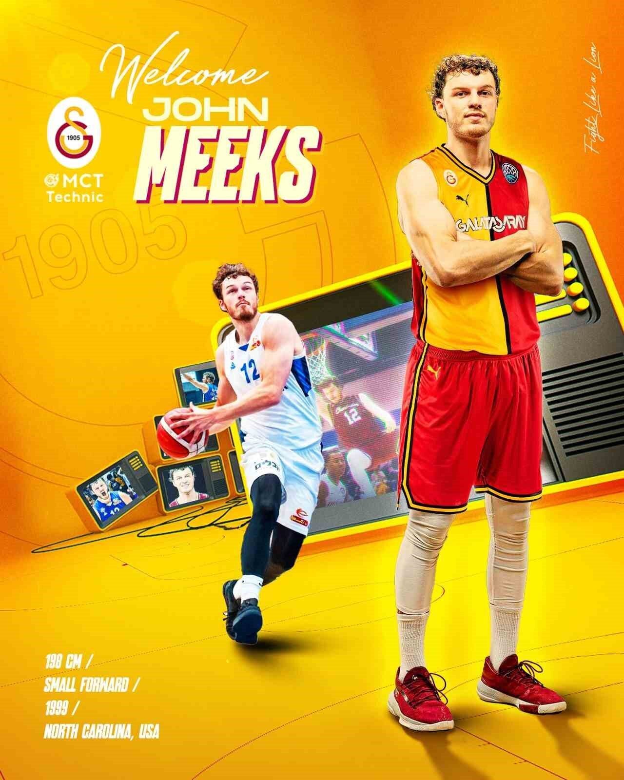 Galatasaray Erkek Basketbol Takımı, ABD’li oyuncu John Meeks’i kadrosuna kattığını