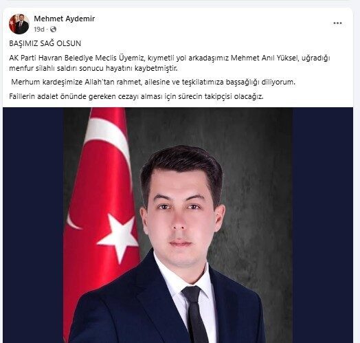 Balıkesir’in Havran ilçesinde AK Parti Belediye Meclis Üyesi Mehmet Anıl