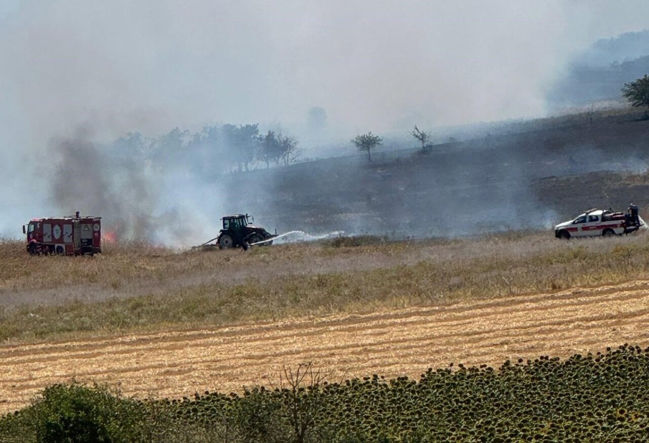 Tekirdağ’ın Hayrabolu ilçesinde çıkan anız yangınına ekiplerin müdahalesi sürüyor. Hayrabolu