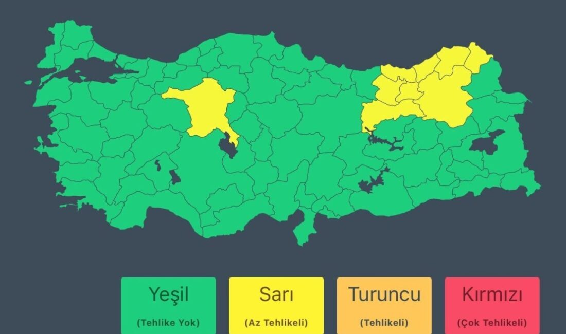 İçişleri Bakanlığı tarafından beklenen gök gürültülü sağanak yağış nedeniyle 9