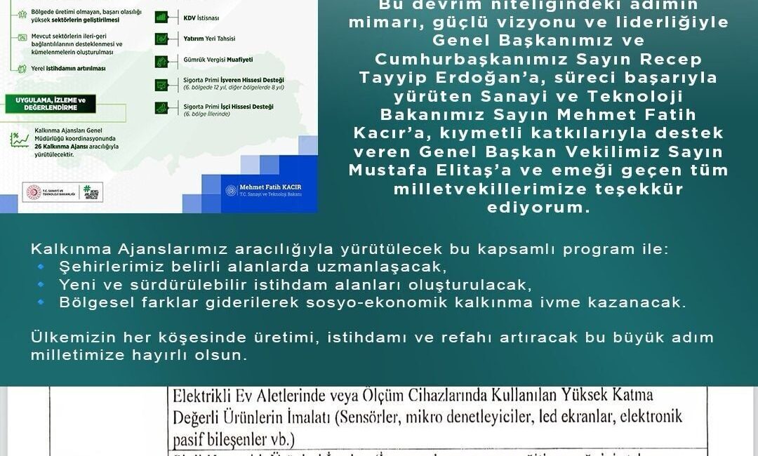 AK Parti Kayseri İl Başkanı Hüseyin Okandan; Yerel Kalkınma Hamlesi