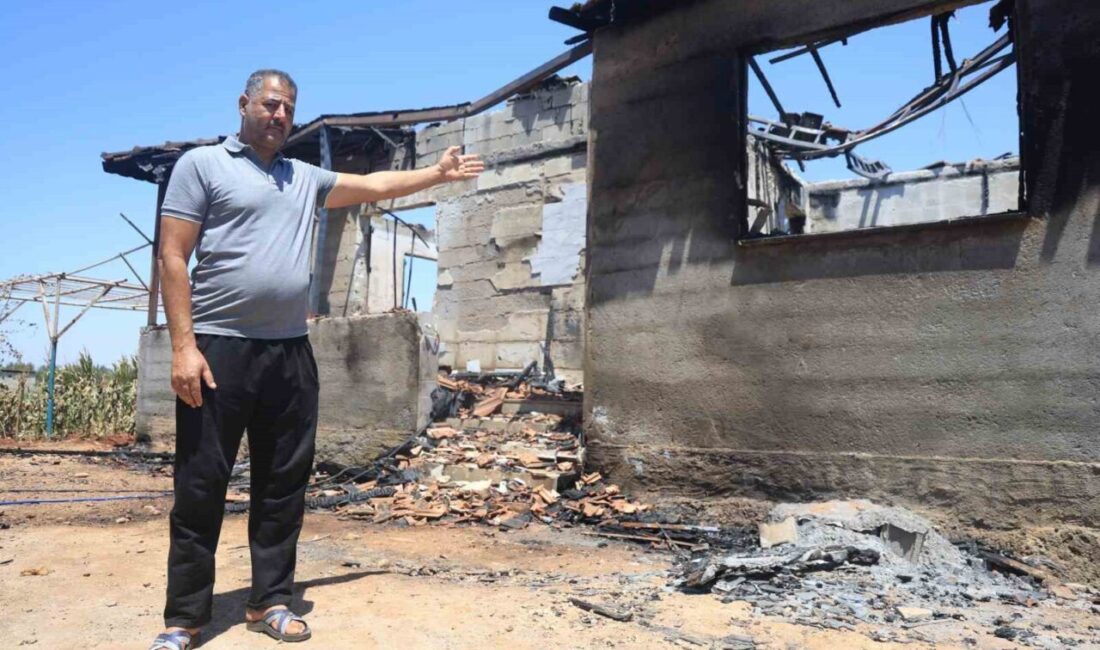 Hatay’da alevlere teslim olarak yanan ev kullanılmaz hale geldi. Depremden