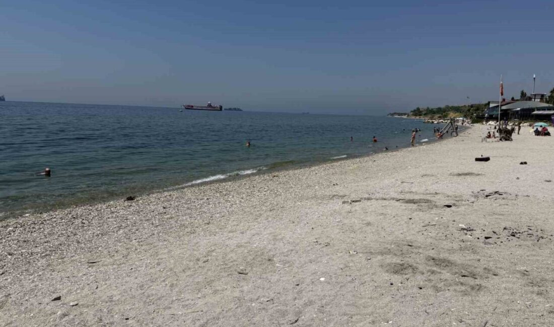 İstanbul’un Beylikdüzü ilçesinde bulunan marina içerisindeki ücretsiz plaja gelen vatandaşlar,