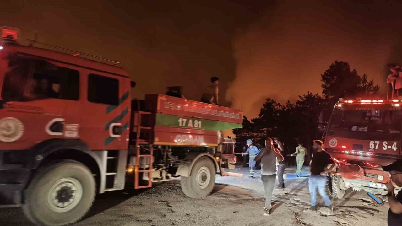 Karabük merkeze bağlı Kahyalar köyünde ormanlık alanda çıkan yangın, rüzgarın