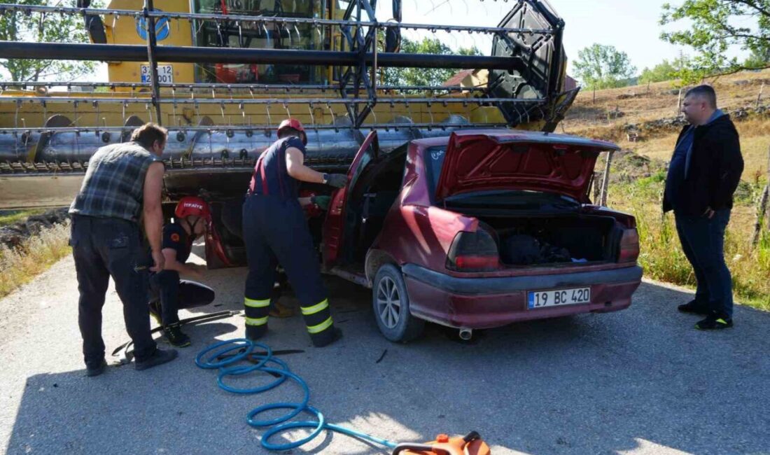 Kastamonu’da otomobil, karşı yönden gelen biçerdöverin altında kalarak ezildi. Kazada