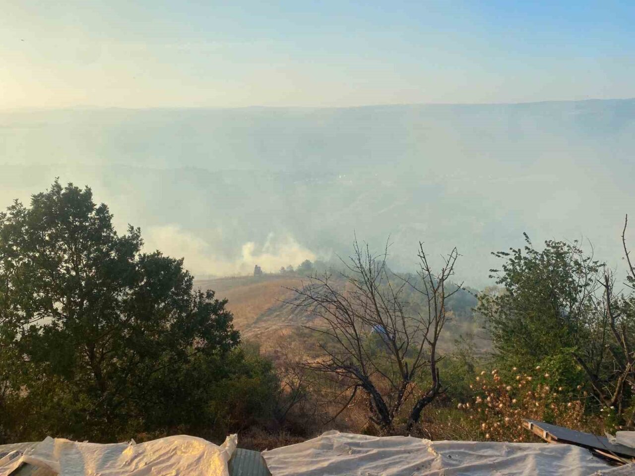 Kocaeli’nin Karamürsel ilçesinde farklı noktalarda çıkan orman yangınlarına ekiplerin müdahalesi