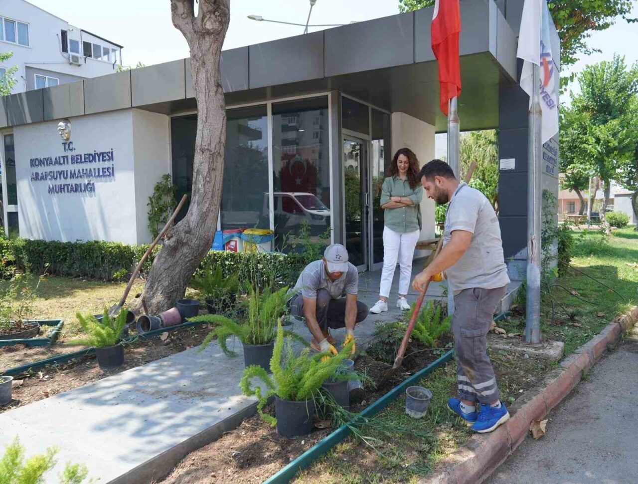 Konyaaltı Belediyesi, ilçedeki muhtarlık binalarını çiçeklendirerek estetik görünüm kazandırıyor. Konyaaltı
