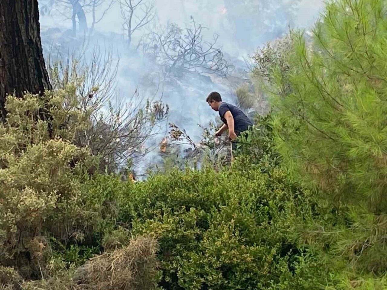 Antalya’nın Kumluca ilçesinde çıkan orman yangını ekiplerin hızlı müdahalesi sonucu
