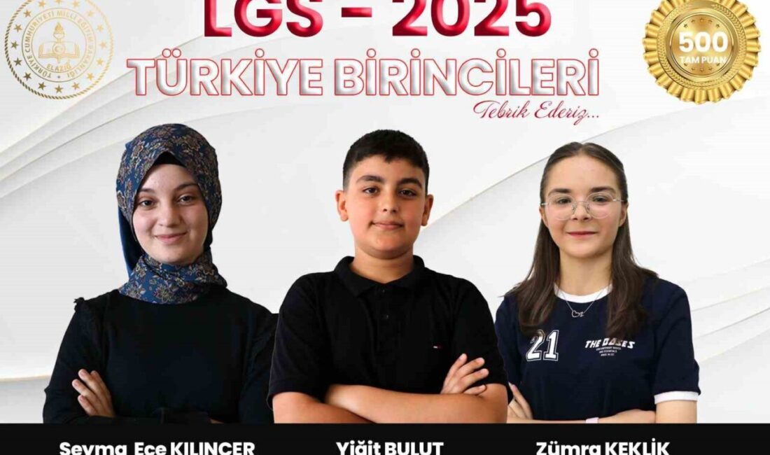 Elazığ’da 3 öğrenci LGS’de 500 tam puan alarak Türkiye birincisi