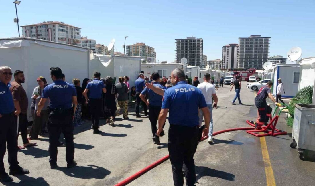 Malatya’nın Yeşilyurt ilçesinde bulunan konteyner kentte çıkan yangın paniğe neden