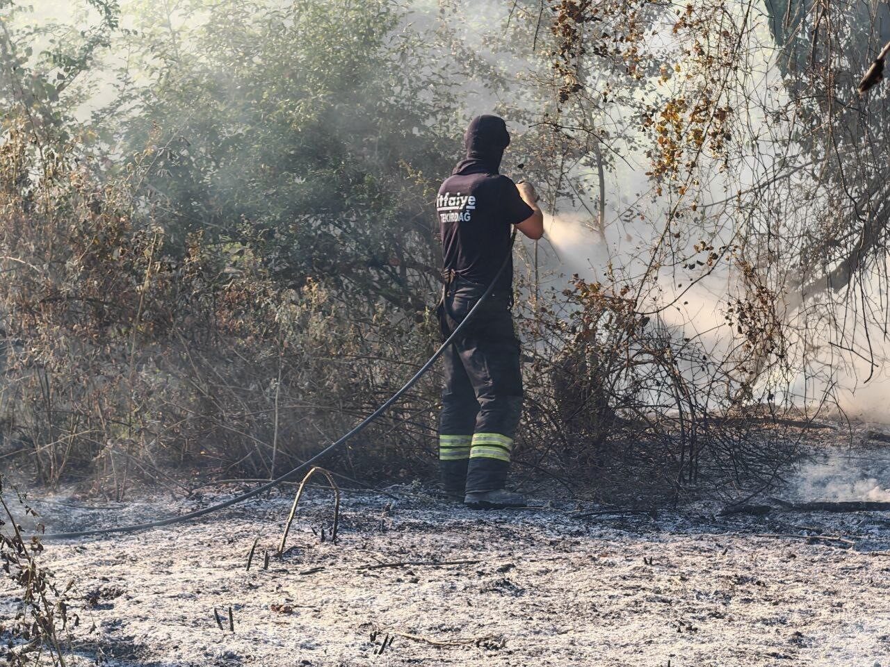 Tekirdağ’ın Malkara ilçesi Meşatlık mevkiinde çıkan anız yangını, rüzgarın etkisiyle
