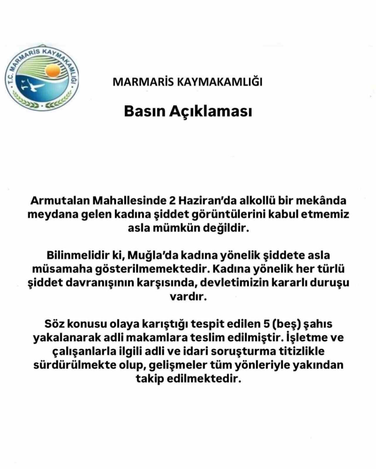 Muğla’nın Marmaris ilçesinde bir eğlence mekanında çalışanların kadın turistleri darp