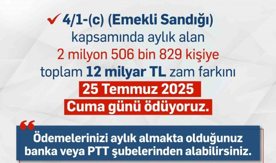 Sosyal Güvenlik Kurumu (SGK), Emekli Sandığı kapsamında aylık alanların temmuz