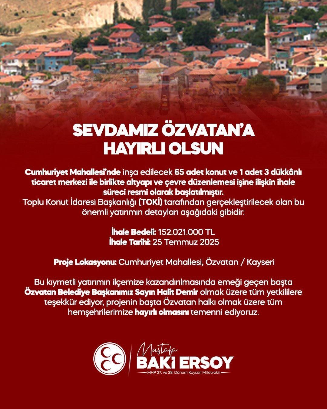 Milliyetçi Hareket Partisi (MHP) Kayseri Milletvekili baki Ersoy, sosyal medya