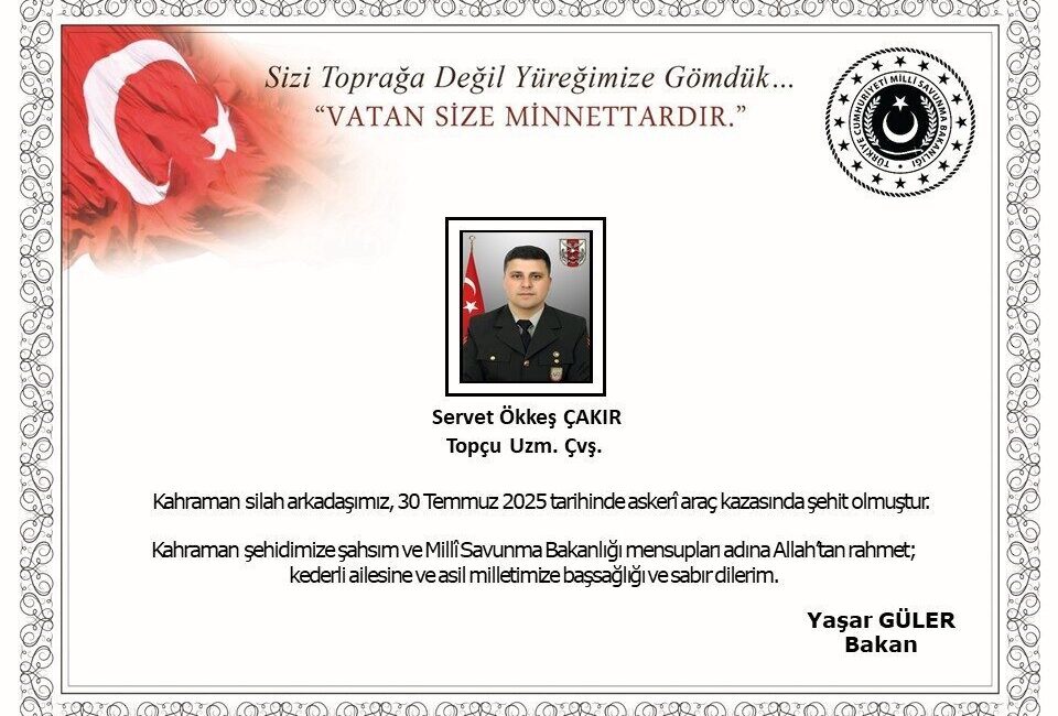 Milli Savunma Bakanlığı (MSB), Edirne’de meydana gelen askeri araç kazasında