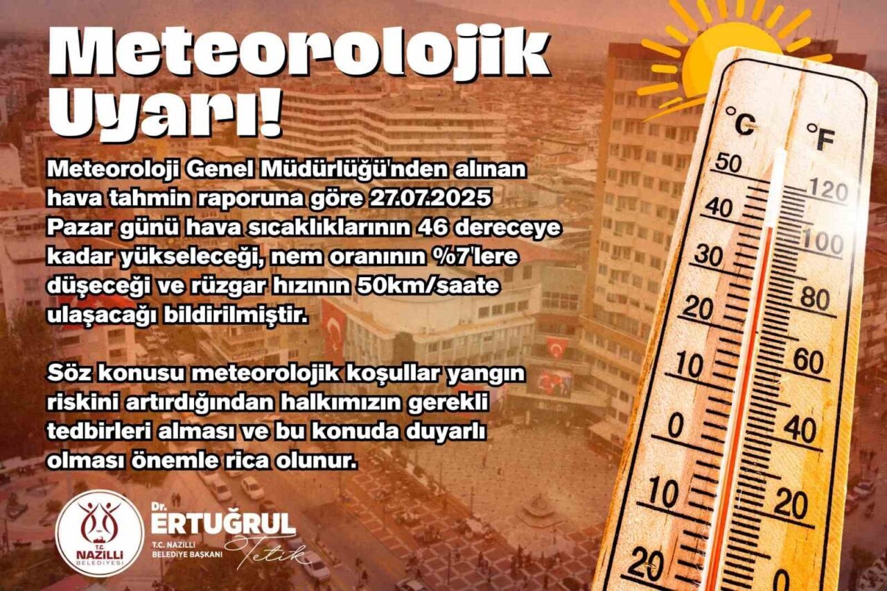 Nazilli Belediyesi artan hava sıcaklıklarına karşı vatandaşların tedbirli olması konusunda