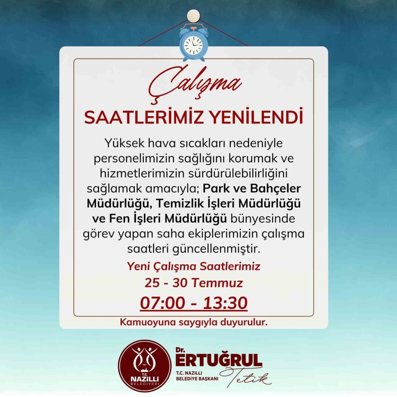 Aydın’ın Nazilli ilçesinde etkili olan yüksek hava sıcaklıkları nedeniyle Nazilli