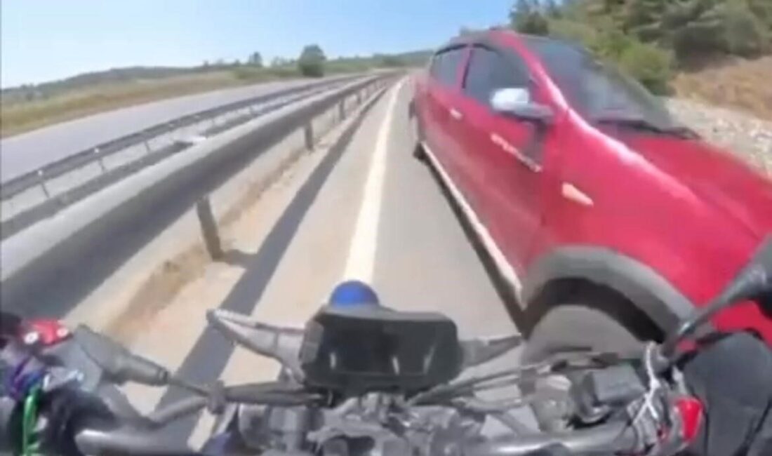 Bursa İstanbul karayolunda sol şeritte hızla ilerleyen motosikletli, ters yönden